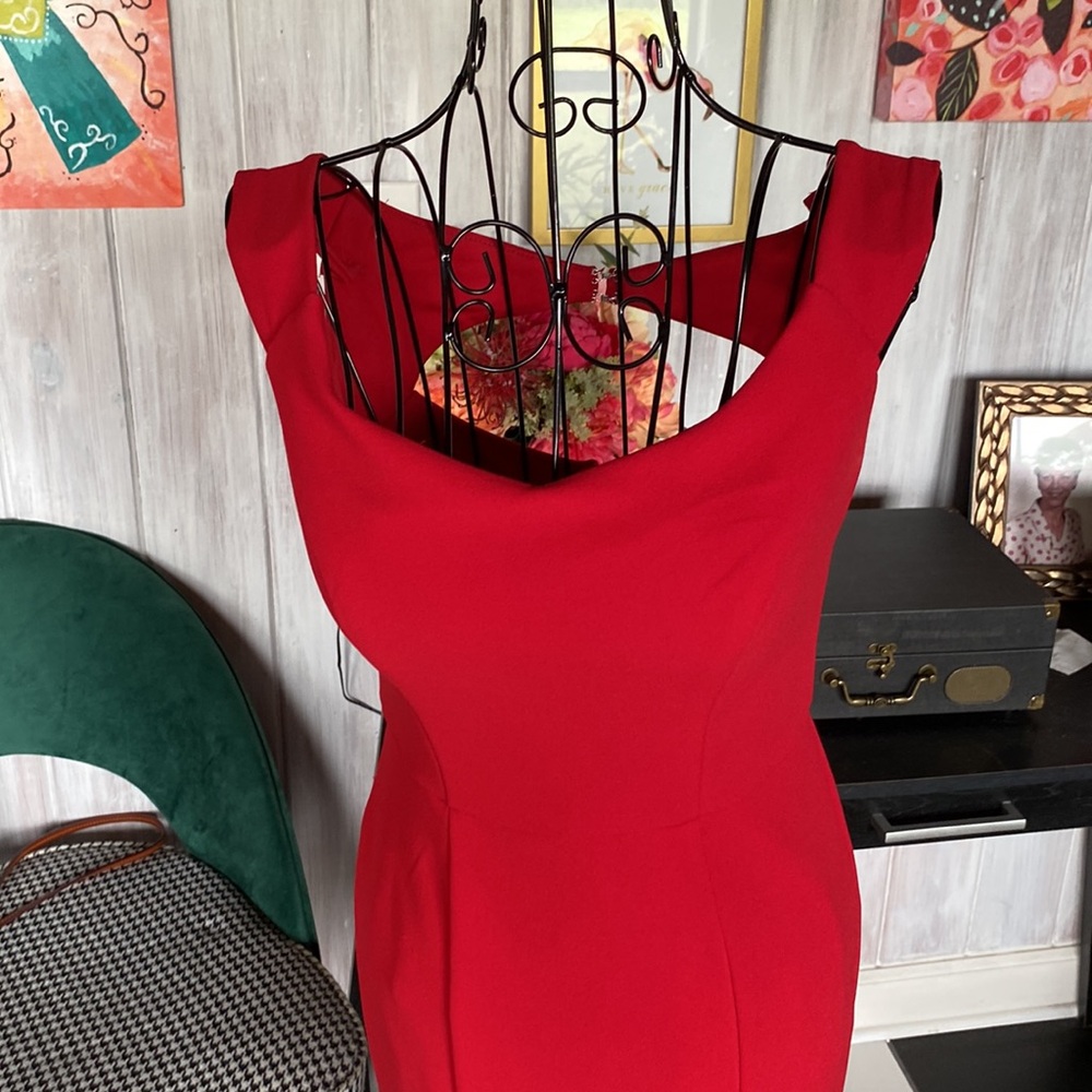 Jade Kristopher red floor length formal dress back cutout homecoming party - Picture 2 of 7